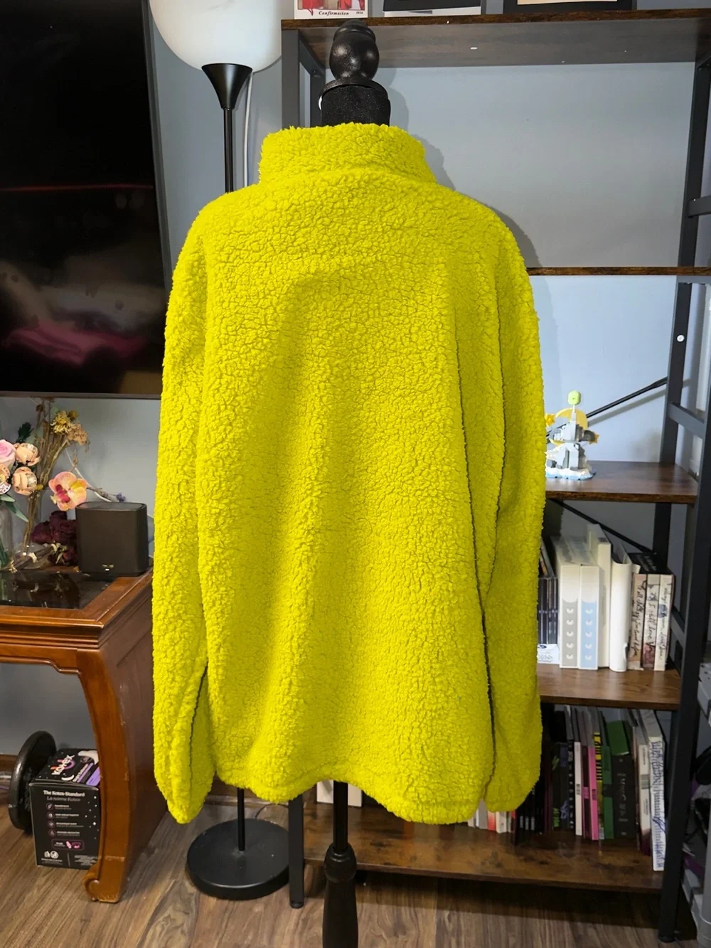 Yellow Green Grinch Fleece Pullover Turtleneck Sweater